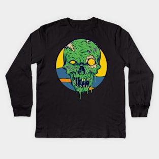 Zombie Skull Halloween Kids Long Sleeve T-Shirt